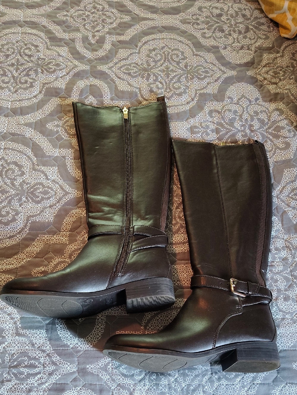 Nine West Women's Dark Brown Knee-High Riding Boots